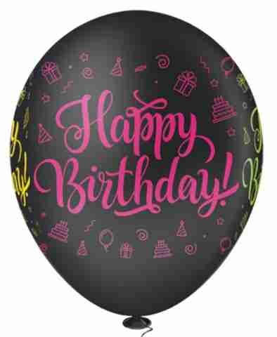 Balão de Happy Birthday Cor Preta