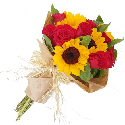 Buquê de Girassol e Rosas